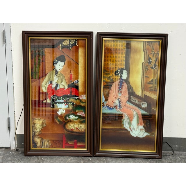 Design Plus Gallery presents a Pair of Qing Dynasty Style “Beauties of Prince Yong” Backlit Decorative Panels. The pair...
