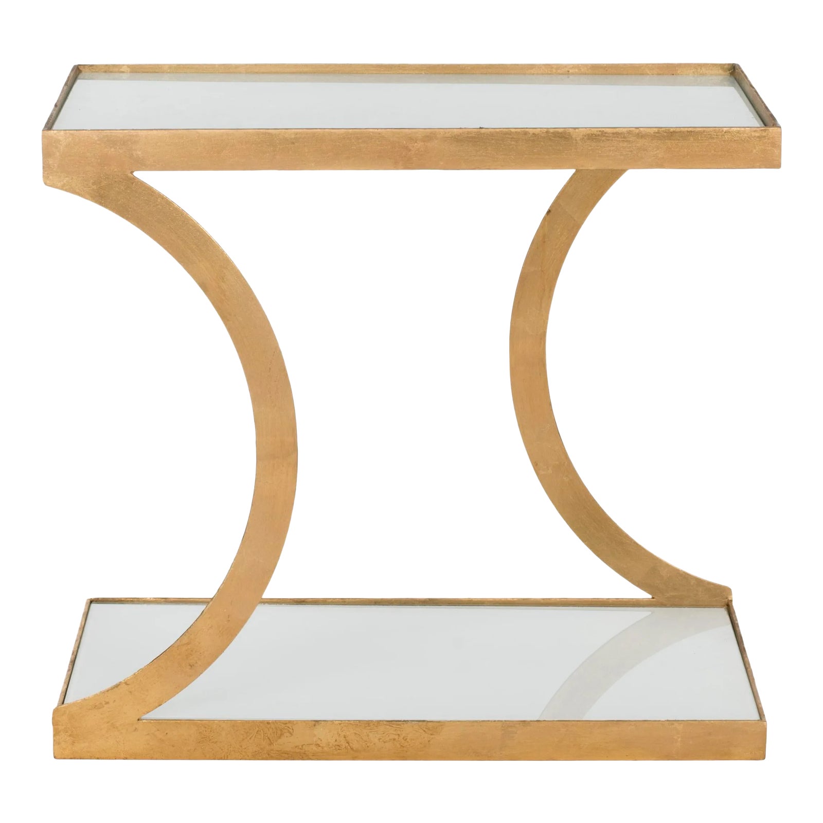 Contemporary Accent Table in Gold & White Chairish