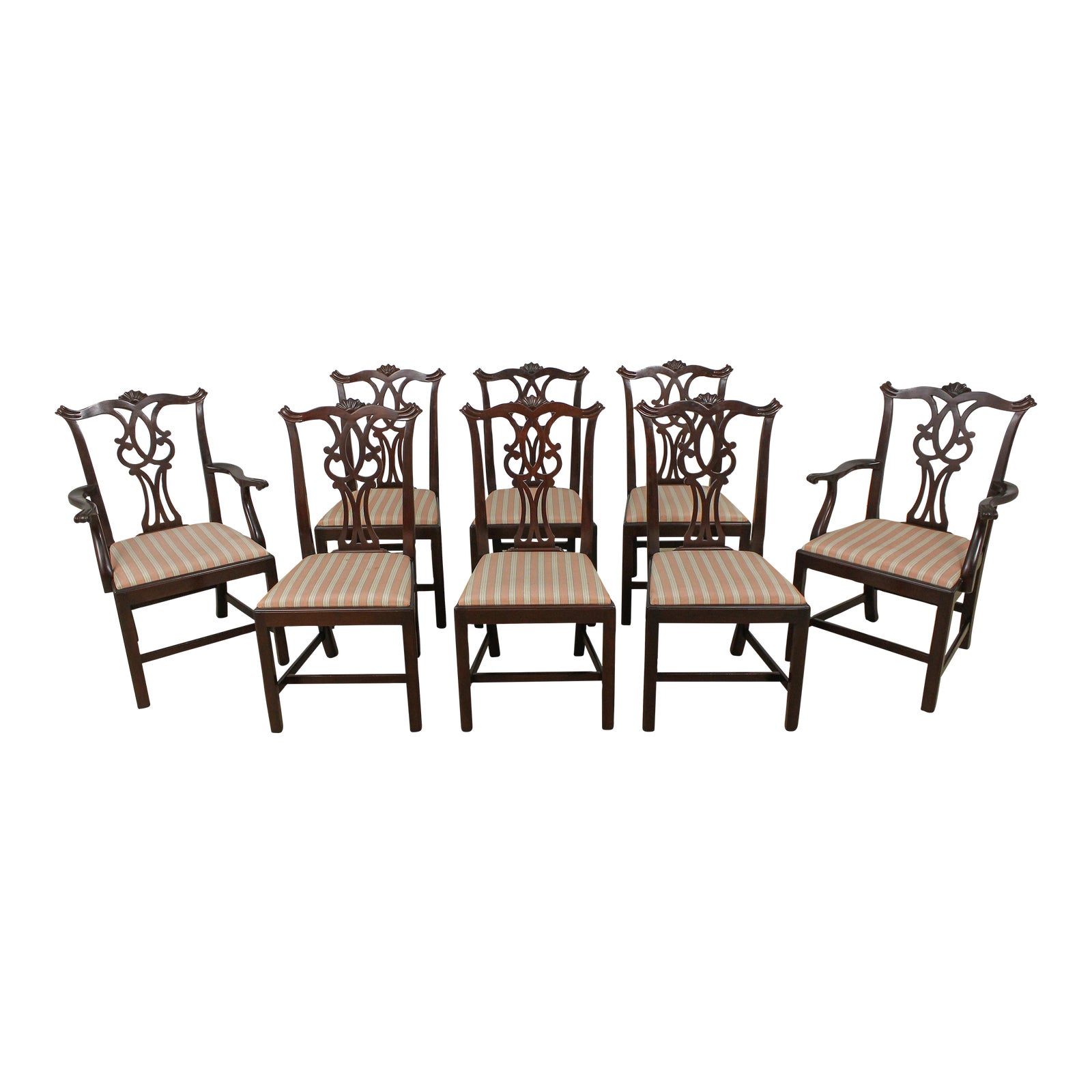 Set of 8 Kittinger Chippendale Mahogany Dining Room Chairs Chairish