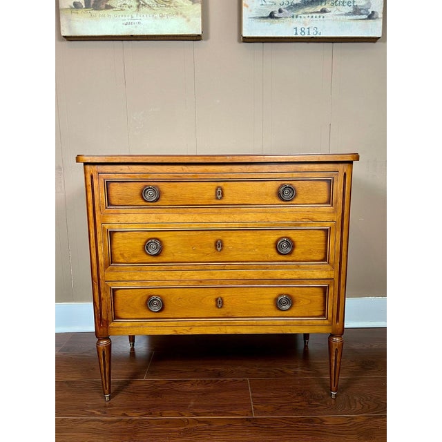 Antique French Commode Chest of Drawers Louis XVI Walnut Brass C1940 For Sale - Image 4 of 18