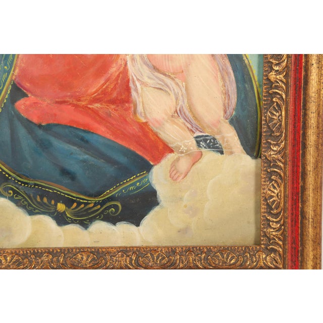 Blue Our Lady of Refuge for Sinner, Oil on Tin, 19th Century For Sale - Image 8 of 10
