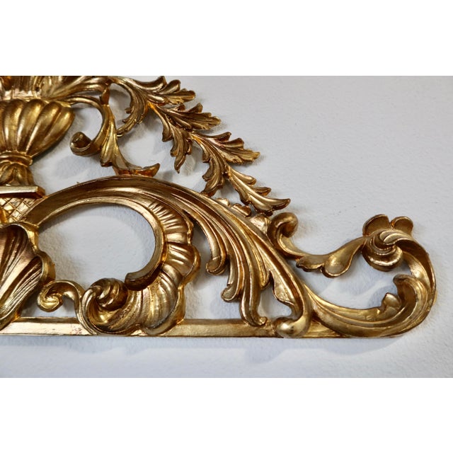 Vintage Italian Giltwood Wall Ornament, Architectural Pediment, Acanthus Scroll & Shell Motif For Sale - Image 4 of 11