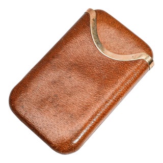 Superb Large Asprey & Co. Antique Art Deco Leather 9kt Gold Cigar Case Tobacciana For Sale