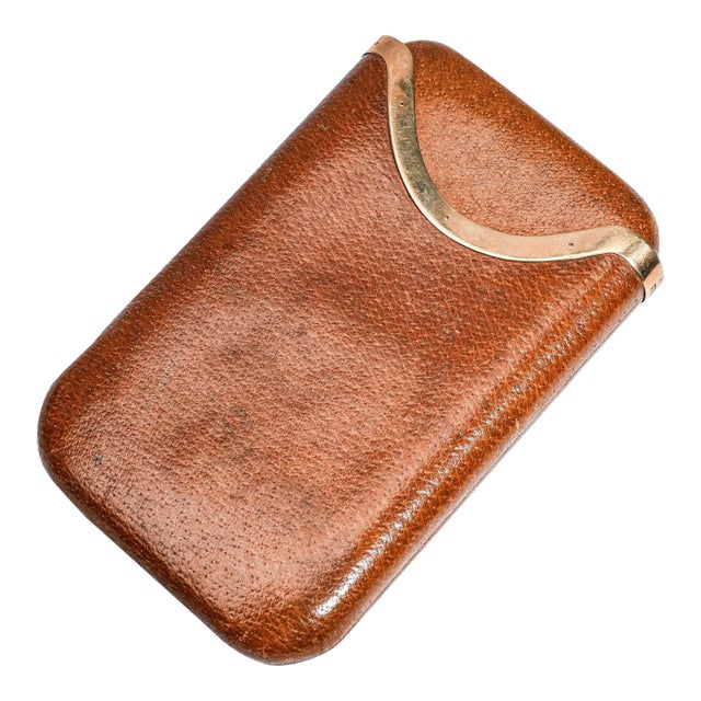 Superb Large Asprey & Co. Antique Art Deco Leather 9kt Gold Cigar Case Tobacciana For Sale