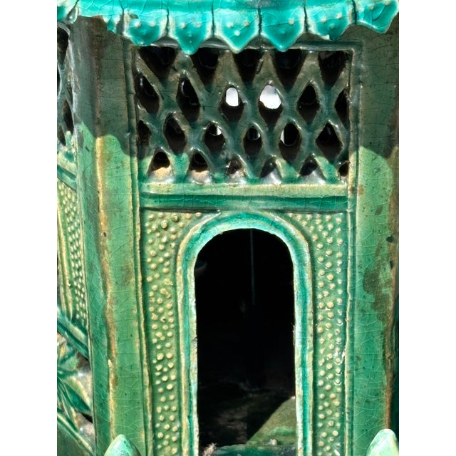 Vintage Large Scale Palm Beach Style Green Glazed Pagoda Centerpiece For Sale - Image 13 of 18