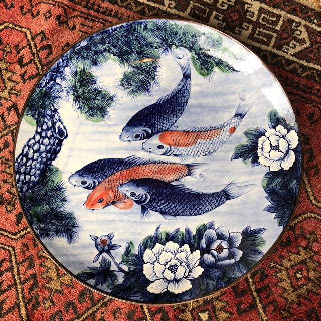 Asian Ceramic Koi Fish Plate Chairish