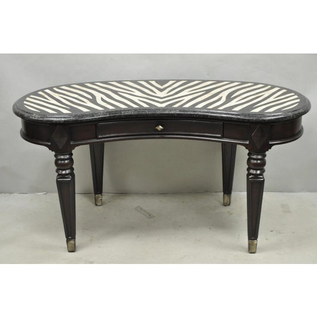 Seven Seas by Hooker Furniture Zebra Tessellated Stone Kidney Shaped Table Desk For Sale - Image 16 of 16