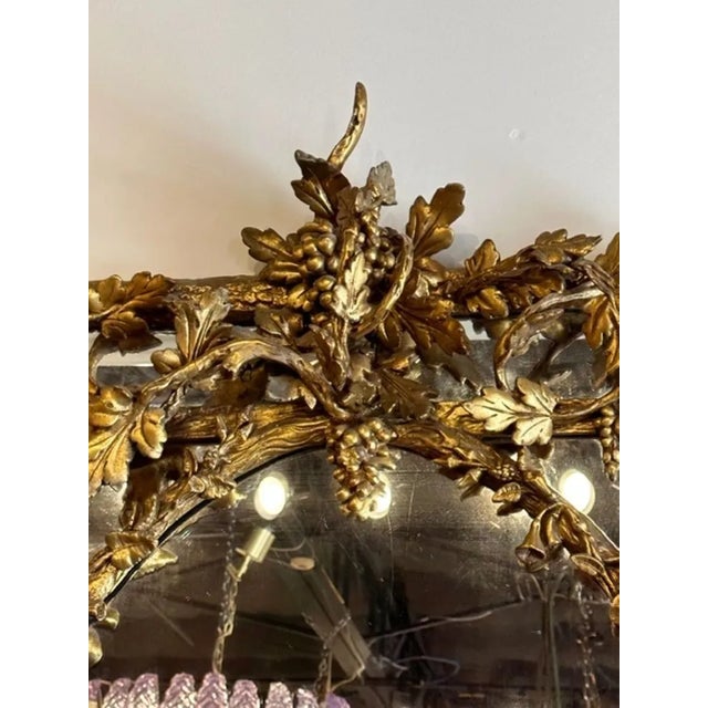 19th Century French Louis XVI Giltwood Tree Mirror For Sale - Image 5 of 9
