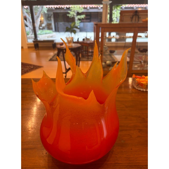 2004 Cohn-Stone Studios Red and Orange Flame Art Glass Vessel For Sale - Image 4 of 4