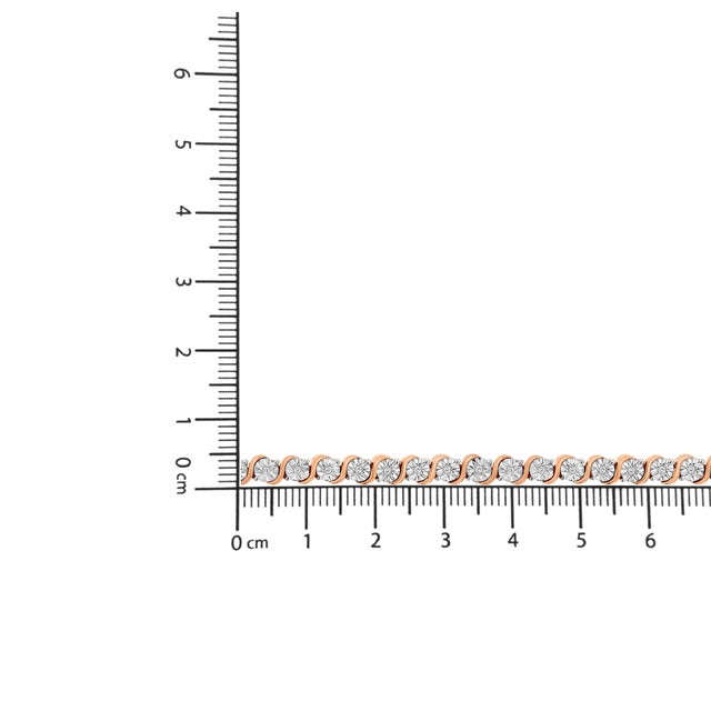 Metal 14K Rose Gold Plated .925 Sterling Silver 1/4 Cttw Diamond Round Miracle Plate and "S" Link Tennis Bracelet (I-J Color, I2- I3 Clarity) - 7" For Sale - Image 7 of 7