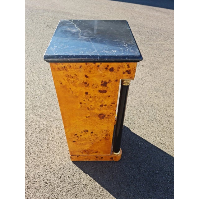 Wood Premium Bedside Table – Black Marble Finish & Ample Storage For Sale - Image 7 of 13