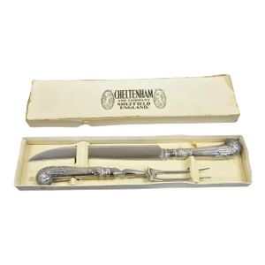 Vintage Cheltenham & Co Stainless Steel Silver Plated Meat Carving Cutlery Set