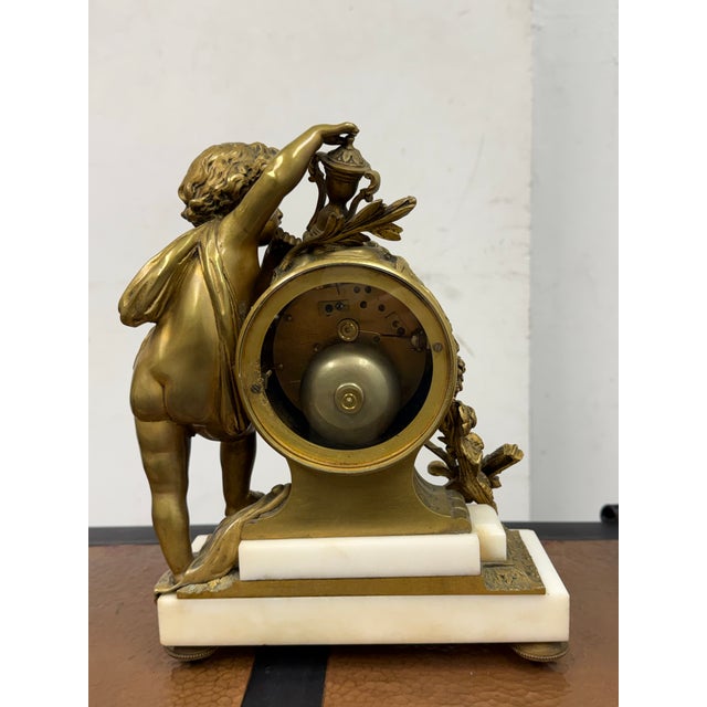 Late 20th Century Late 19th Century French Gilt Bronze Figural Mantel Clock For Sale - Image 5 of 12