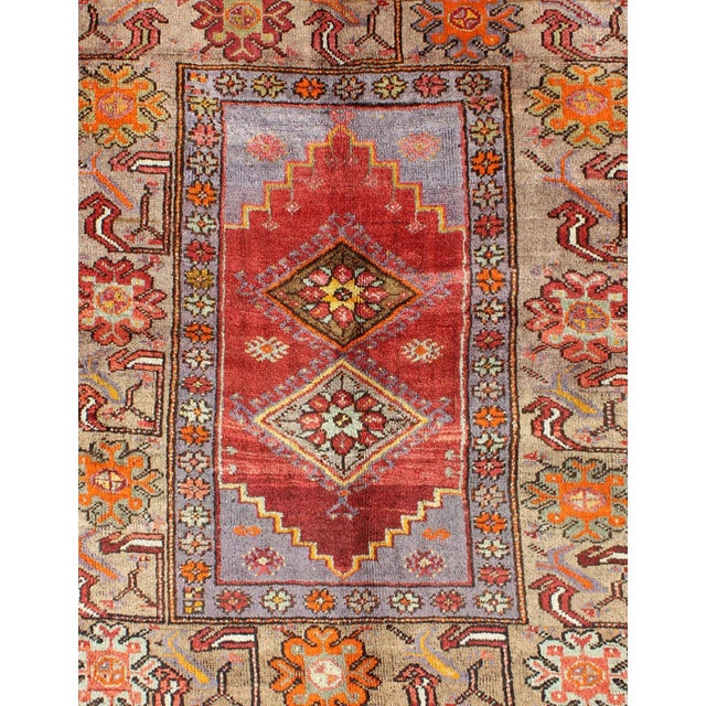 Colorful Antique Turkish Oushak Rug With Geometric Medallions & Floral Border For Sale - Image 4 of 7