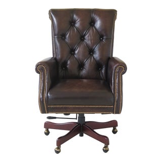 Maitland Smith 114st Kramer Leather Office Desk Chair For Sale