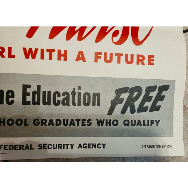 Vintage Original WWII US Cadet Nurse Recruiting Poster - Girl with a Future -John Whitcomb. Stunning Original War Bond...