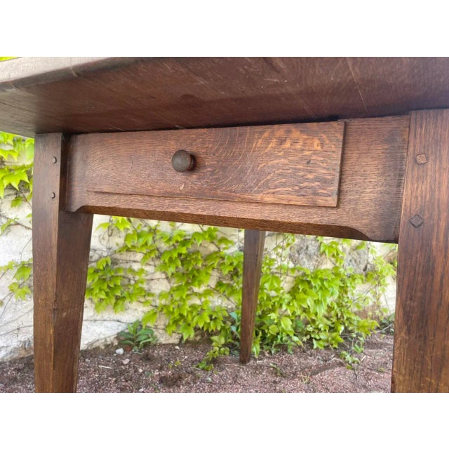 Rustic Solid Oak Table with 2 Drawers For Sale - Image 13 of 18