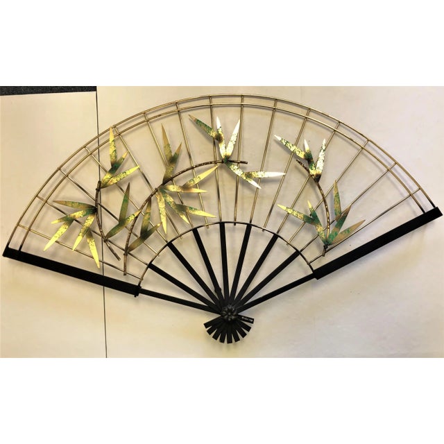 Black Curtis Jere Signed Decorative Metal Fan Circa 1987 For Sale - Image 8 of 8