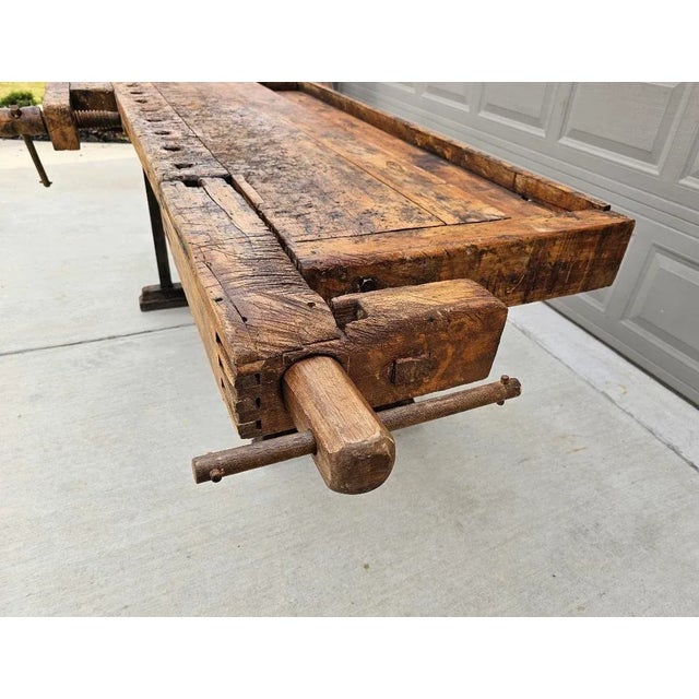 Rustic Antique European Farmhouse Industrial Carpenters Workbench Table ...