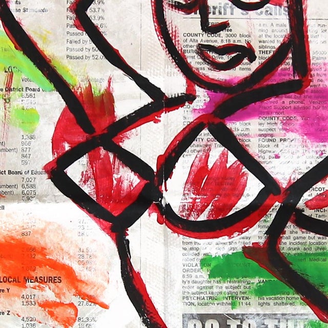 Contemporary The Winner Is... - Original Pop Street Art Acrylic Painting on Newspaper by Gary John For Sale - Image 3 of 7