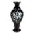 Vintage 14" Chinese Brass & Black Enamel Mother of Pearl Inlaid Vase For Sale