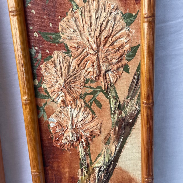 Vintage Stephen Kaye Textured Floral Art Panels - a Pair For Sale In Jacksonville, FL - Image 6 of 7