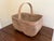 French Country Vintage Nantucket-Style Handwoven Rattan Gathering Basket For Sale - Image 3 of 9