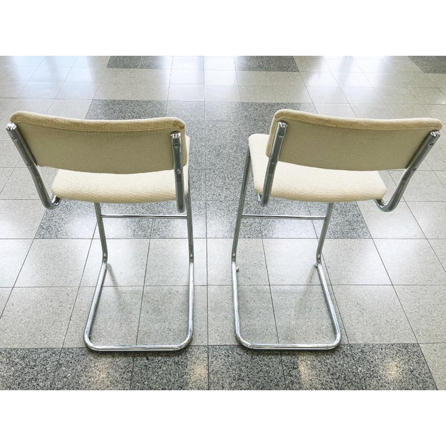 Bauhaus Style Tubular Chromed Steel Barstools - A Pair For Sale - Image 11 of 15