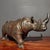 Metal Vintage Gilt Accent Bronze Rhinoceros Sculpture, Textured Rhino Statue For Sale - Image 7 of 7