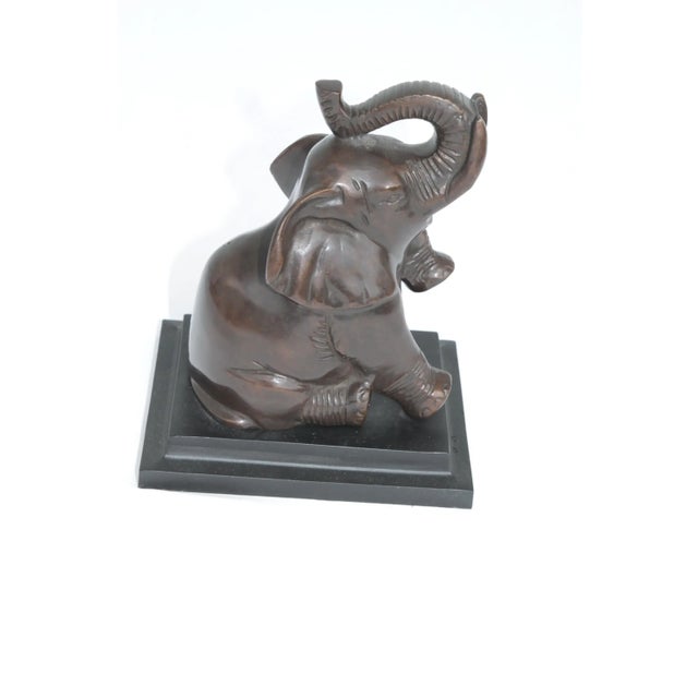 VTG Pair of Bronze Art Deco Baby Elephant Book Ends For Sale - Image 12 of 16