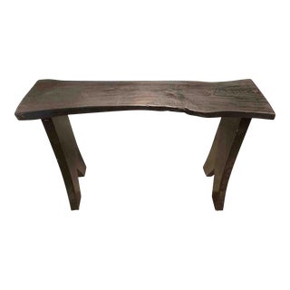 Rustic Modern Raw Edge Oak Slab Shou-Sugi-Ban Indoor Outdoor Console Entry Table For Sale