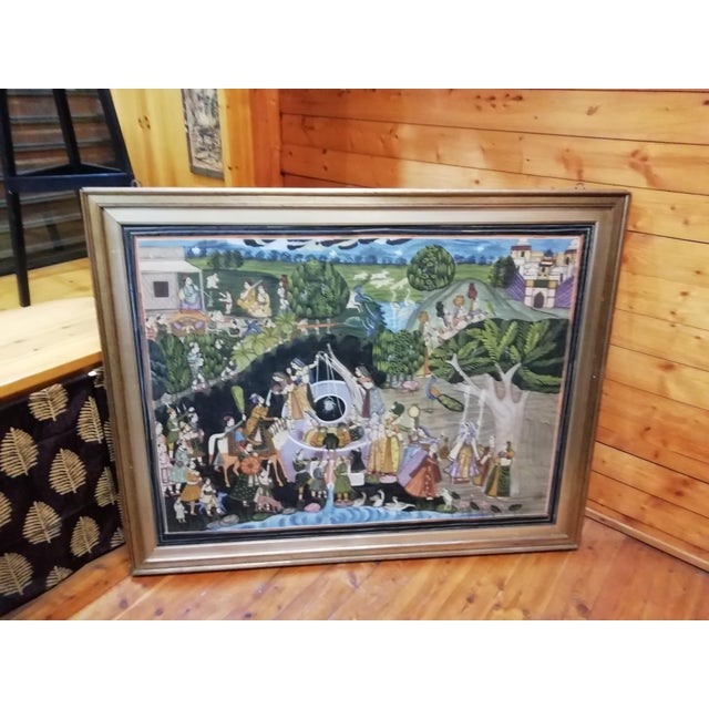 South Asian Silk Painting, 1960s For Sale - Image 16 of 16
