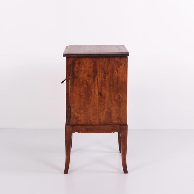 Bedside Table in Dark Wood with Brass Mounts and Tapered Legs, 1940s For Sale - Image 3 of 12
