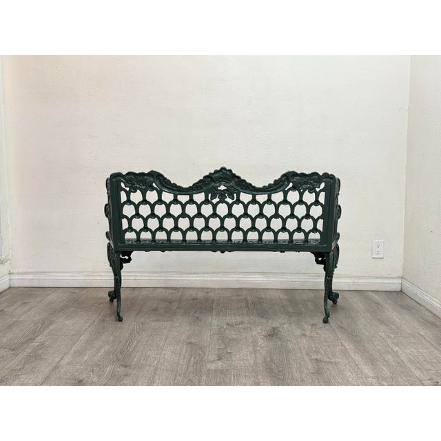 Beautiful cast aluminum outdoor bench in good vintage condition