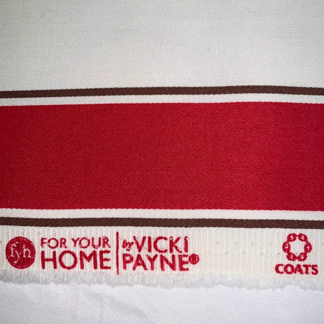 Free Spirit Designer Vicki Payne Safy-006 Brown Pink White Awning Cabana Pin Stripe Fabric- 2.44 Yards For Sale - Image 4 of 8