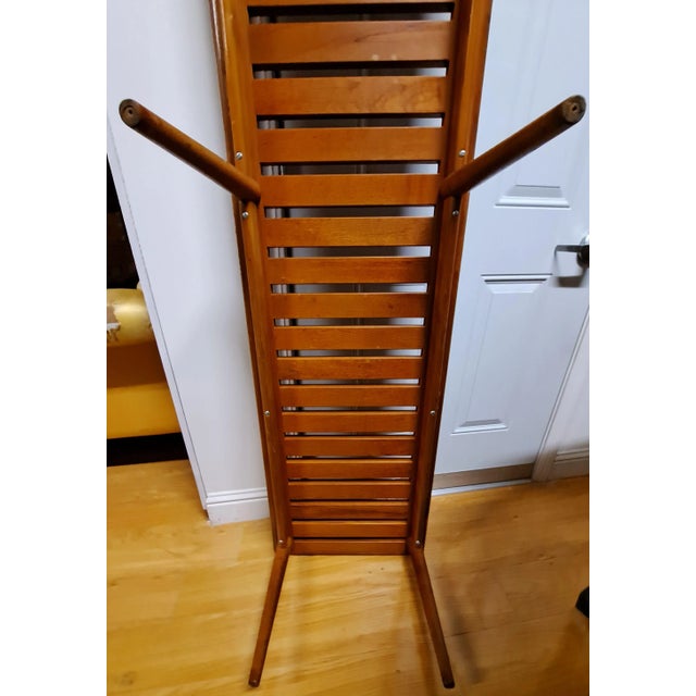 Mid-Century Modern Slatted Wood Bench Table After Hans Wegner For Sale - Image 3 of 3