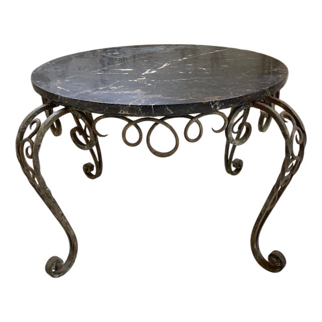 Metal and Black Marble Coffee Table by René Drouet, 1960s For Sale