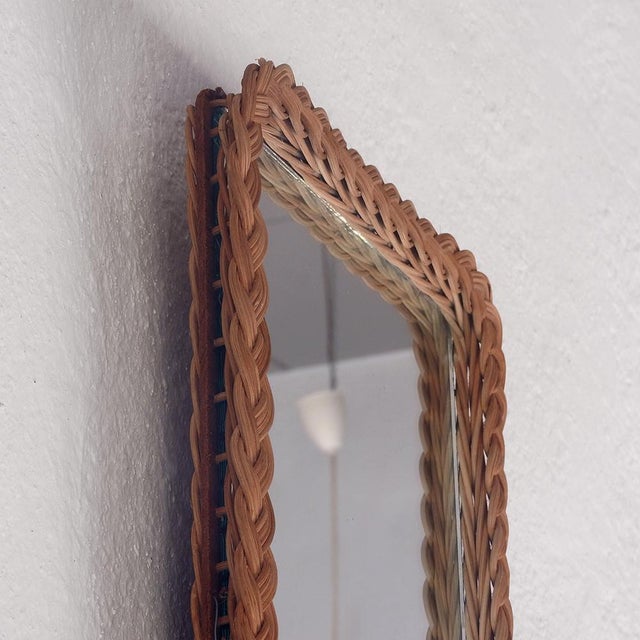 1960s French Riviera Wicker Mirror, France, 1960s For Sale - Image 5 of 12