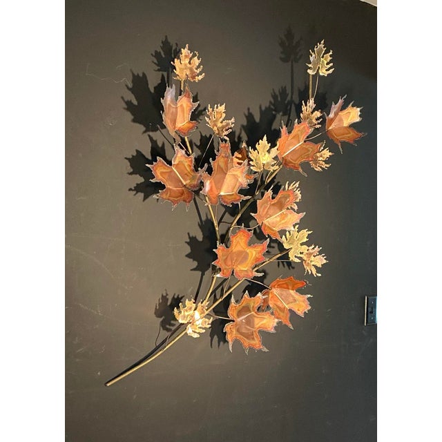 Mid-Century Modern 1971 Brutalist Signed Dated Curtis Jere Maple Leaf Wall Sculpture, Mid-Century Modern For Sale - Image 3 of 12