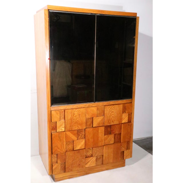 Mid 20th Century Brutalist Lane Staccato Armoire Wardrobe Chifferobe For Sale - Image 11 of 18