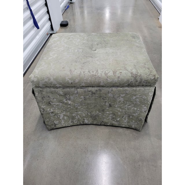 2000 - 2009 Vintage Silver Gray Velvet Ottoman For Sale - Image 5 of 6