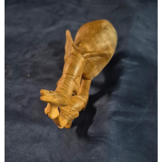 Vintage Mid-Century Kenyan Hand-Carved Hardwood Elephant Mother & Baby Figurine For Sale - Image 4 of 7