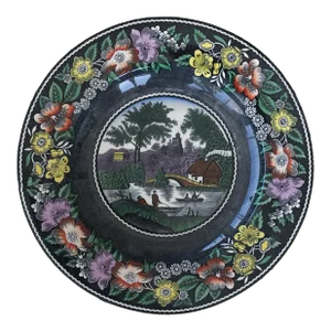 Late 19th Century Black & White Dutch Platter With Hand Painted Details