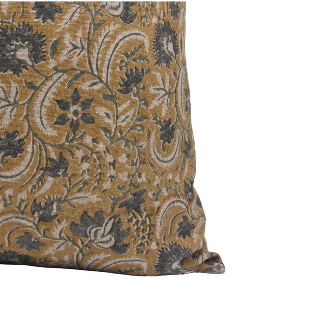 Handmade Block Print Decorative Cushion Cover Thick Linen 14x14 Inch - Kundanvan For Sale - Image 4 of 5