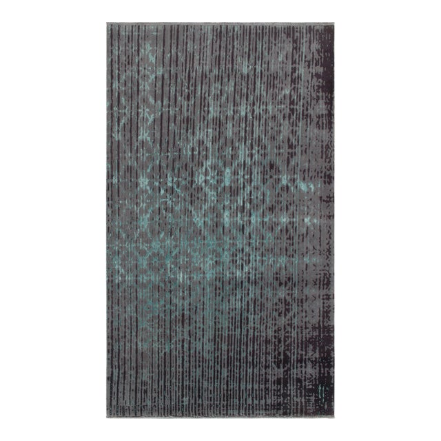 Rug & Kilim’s Contemporary Style Rug in Blue and Gray Abstract Pattern For Sale