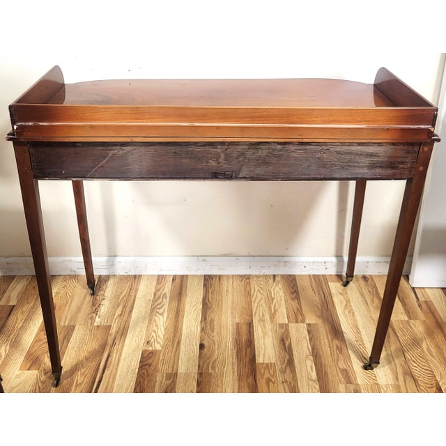 Antique English Sheridan Inlaid Two Drawer Sideboard Server Table For Sale In New York - Image 6 of 13