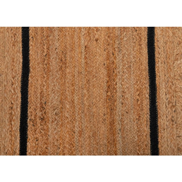Boho Chic 2.5x6 Ft. Black Jute Scallop Single Border Handmade Boho Rug For Sale - Image 3 of 12