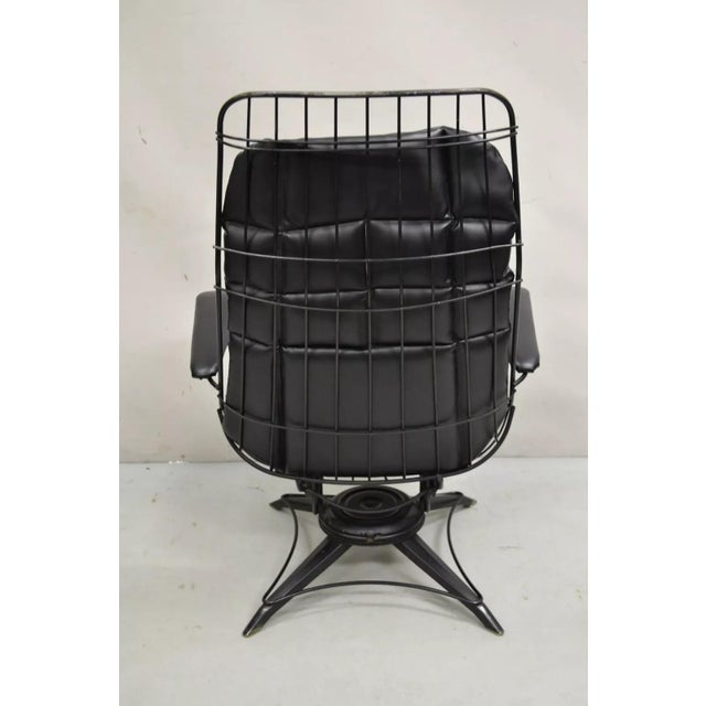 Mid 20th Century Vintage Mid Century Modern Homecrest Tall Swivel Wrought Iron Black Lounge Chair For Sale - Image 10 of 11
