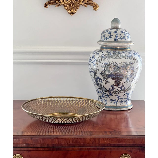 Vintage Diamond Motif Brass Basket For Sale In Washington DC - Image 6 of 6