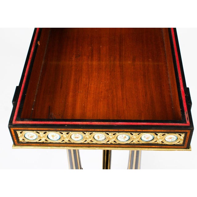 Antique 19th Century Amboyna Card Console Tables with Porcelain Plaques, Set of 2 For Sale - Image 18 of 18